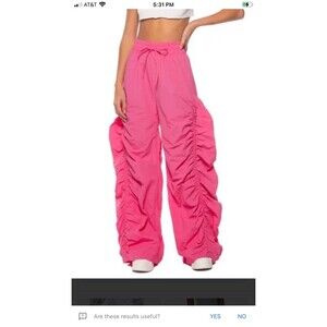 Hot Pink Dance Pants, Elastic Drawstring Waist, Ruched Legs, Paula Abdul, JLO…